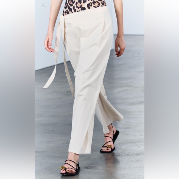 Zara ZW Collection Wrap Front Pants Side Tie Size Medium/Large available NWT - Picture 3 of 11